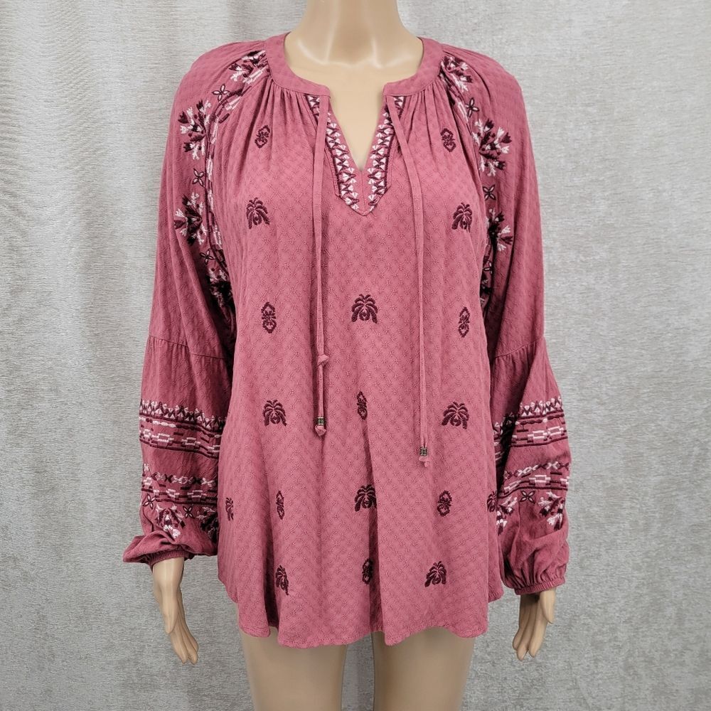 Nurture By Westbound Rose Pink Embroidered Pink Women's Top NEW